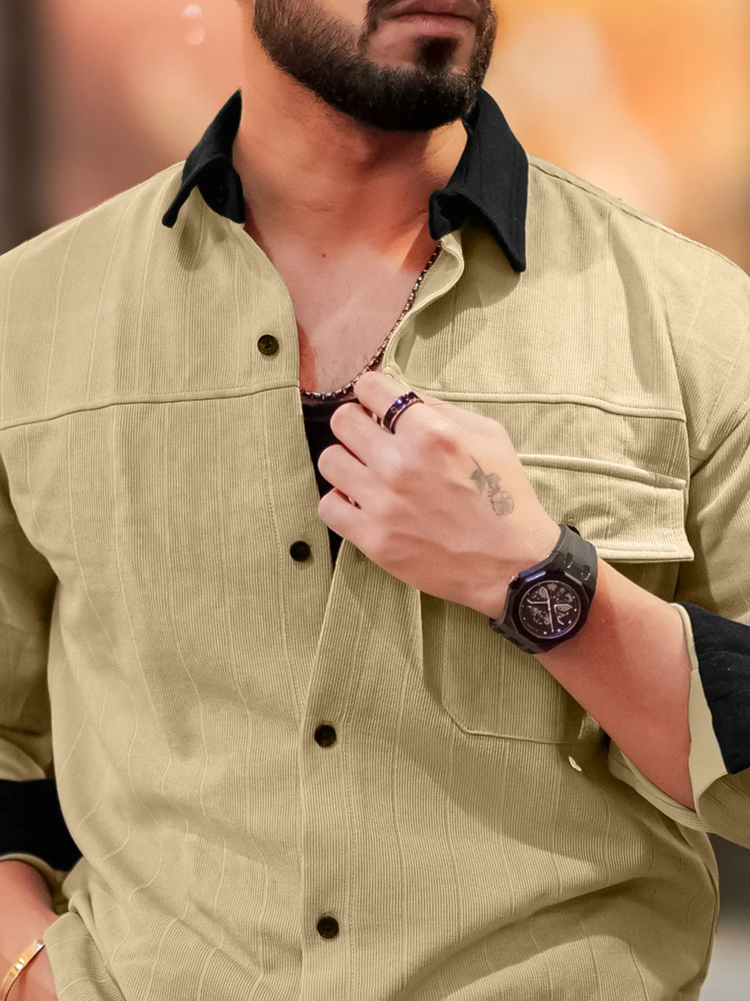 Brooklyn Knit Beige Full Sleeve Shirt