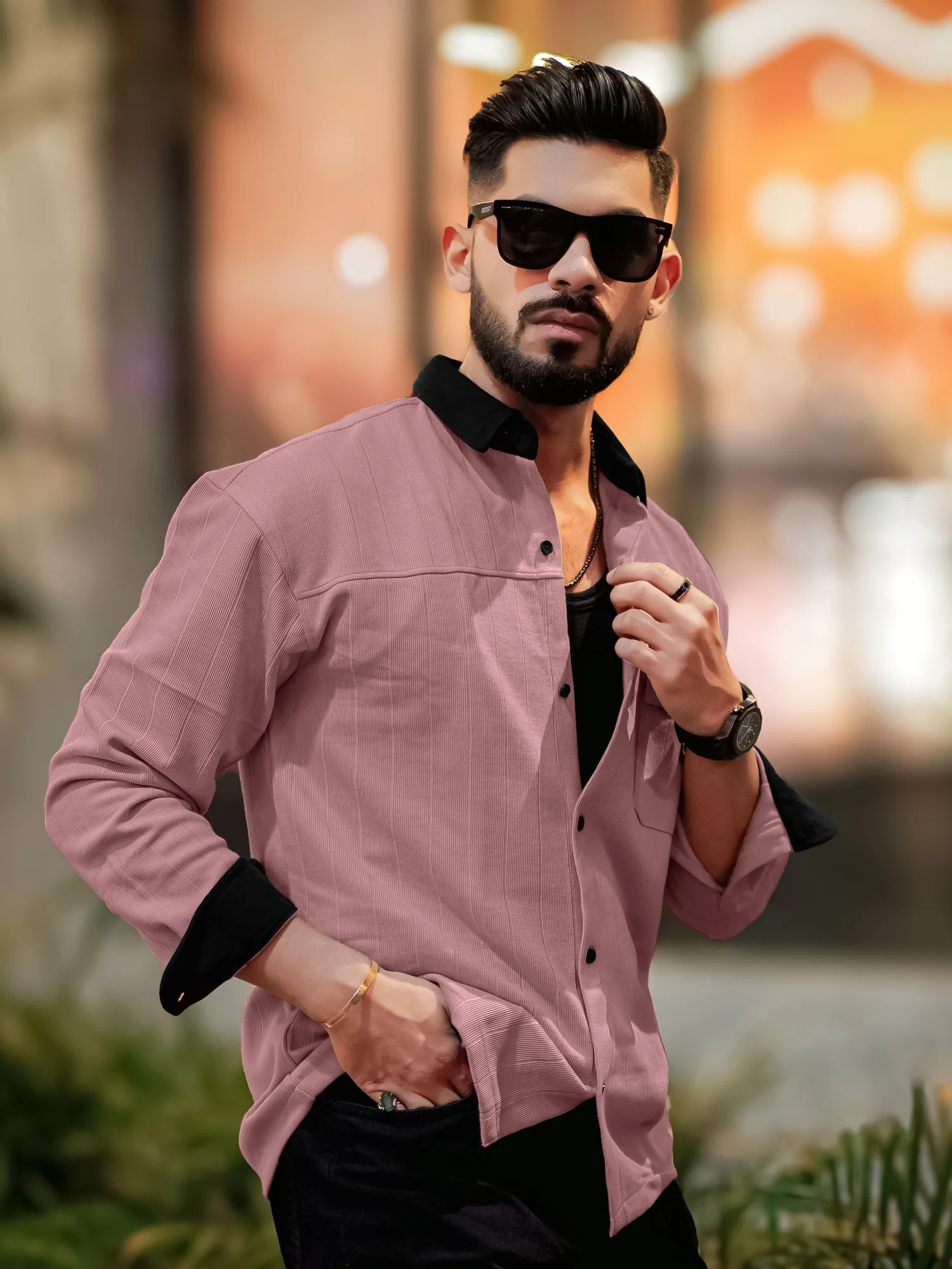 Brooklyn Knit Beige Full Sleeve Shirt