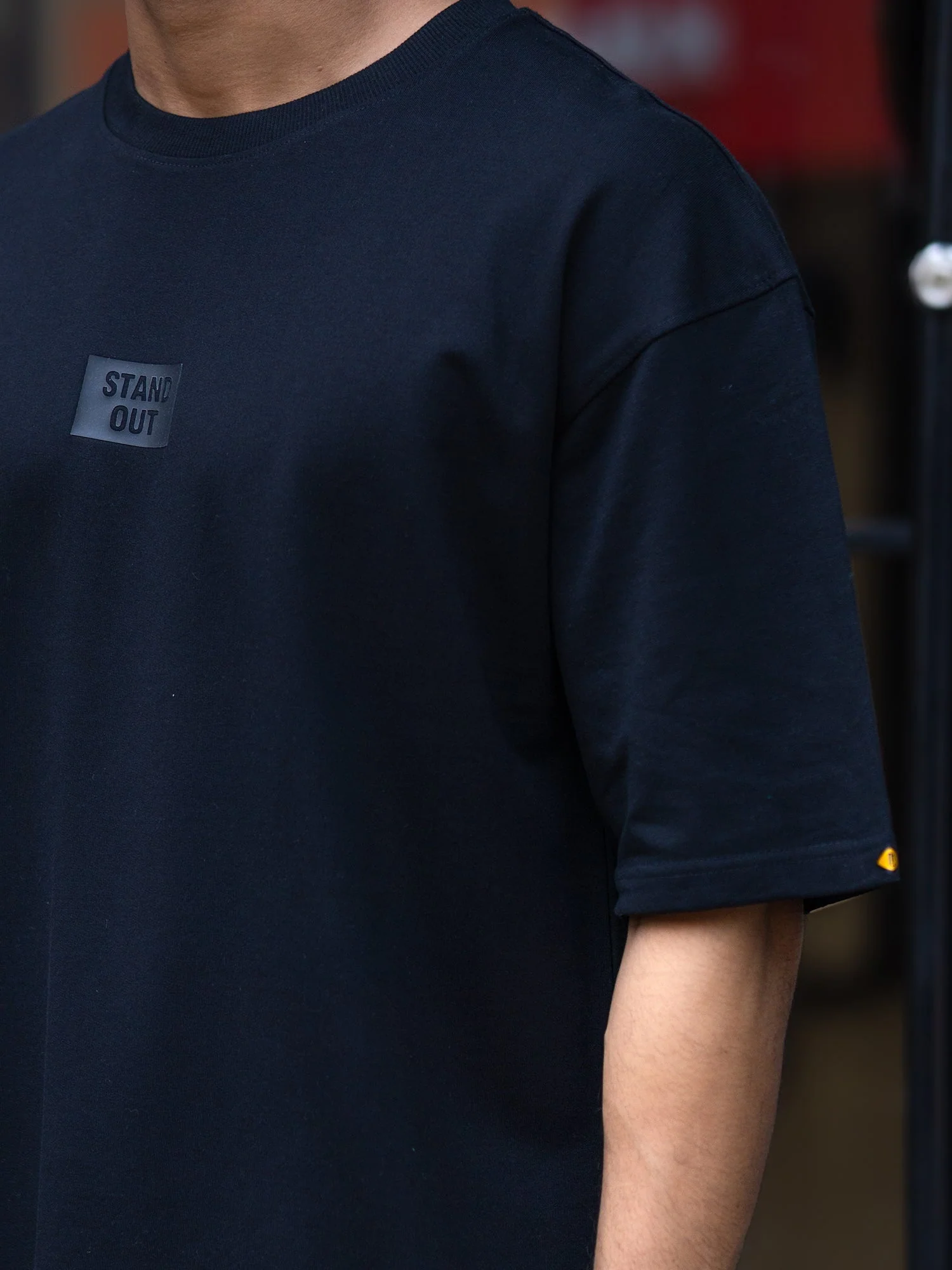 Stand Out Black Oversized Tee – Silicon Patch Edition