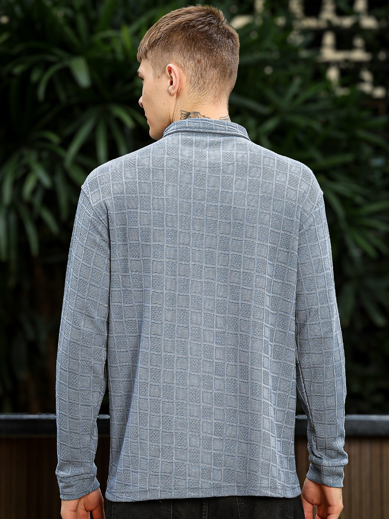 Street Blocks Light Grey Full Sleeve Polo T Shirt