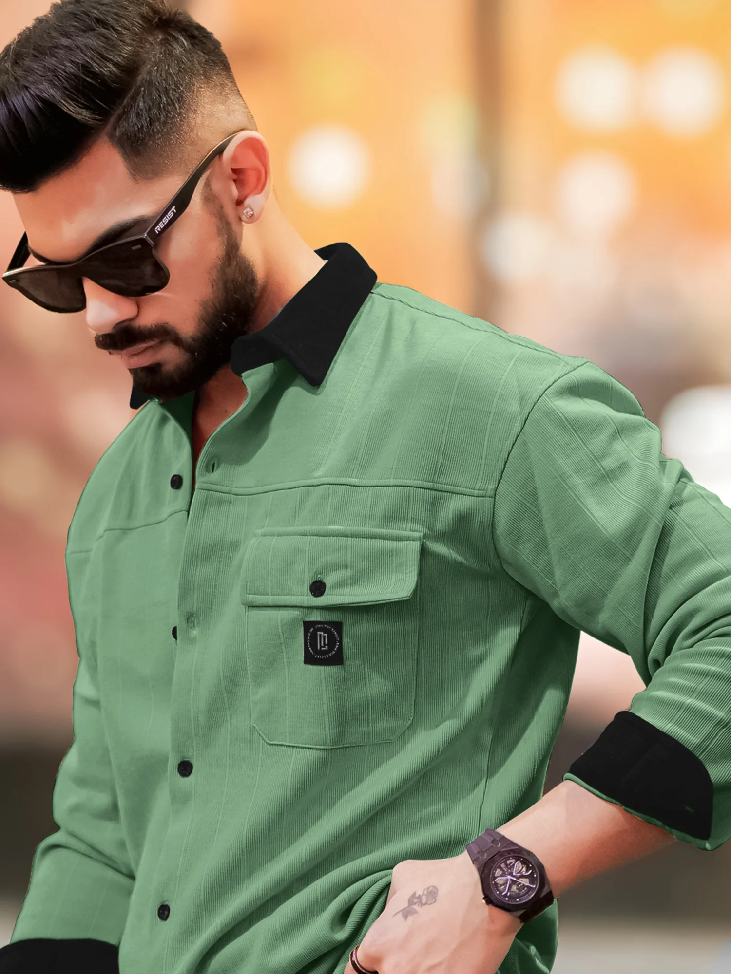 Brooklyn Knit Beige Full Sleeve Shirt