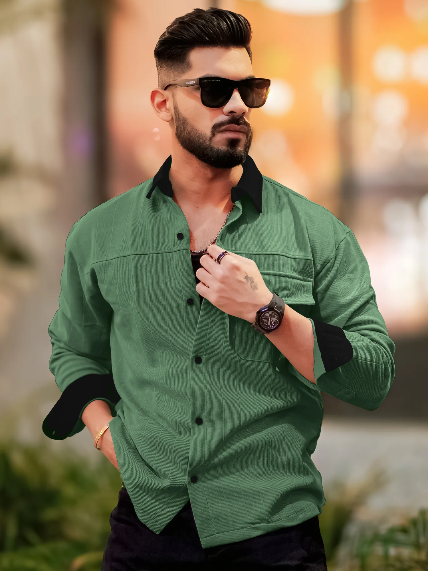 Brooklyn Knit Beige Full Sleeve Shirt