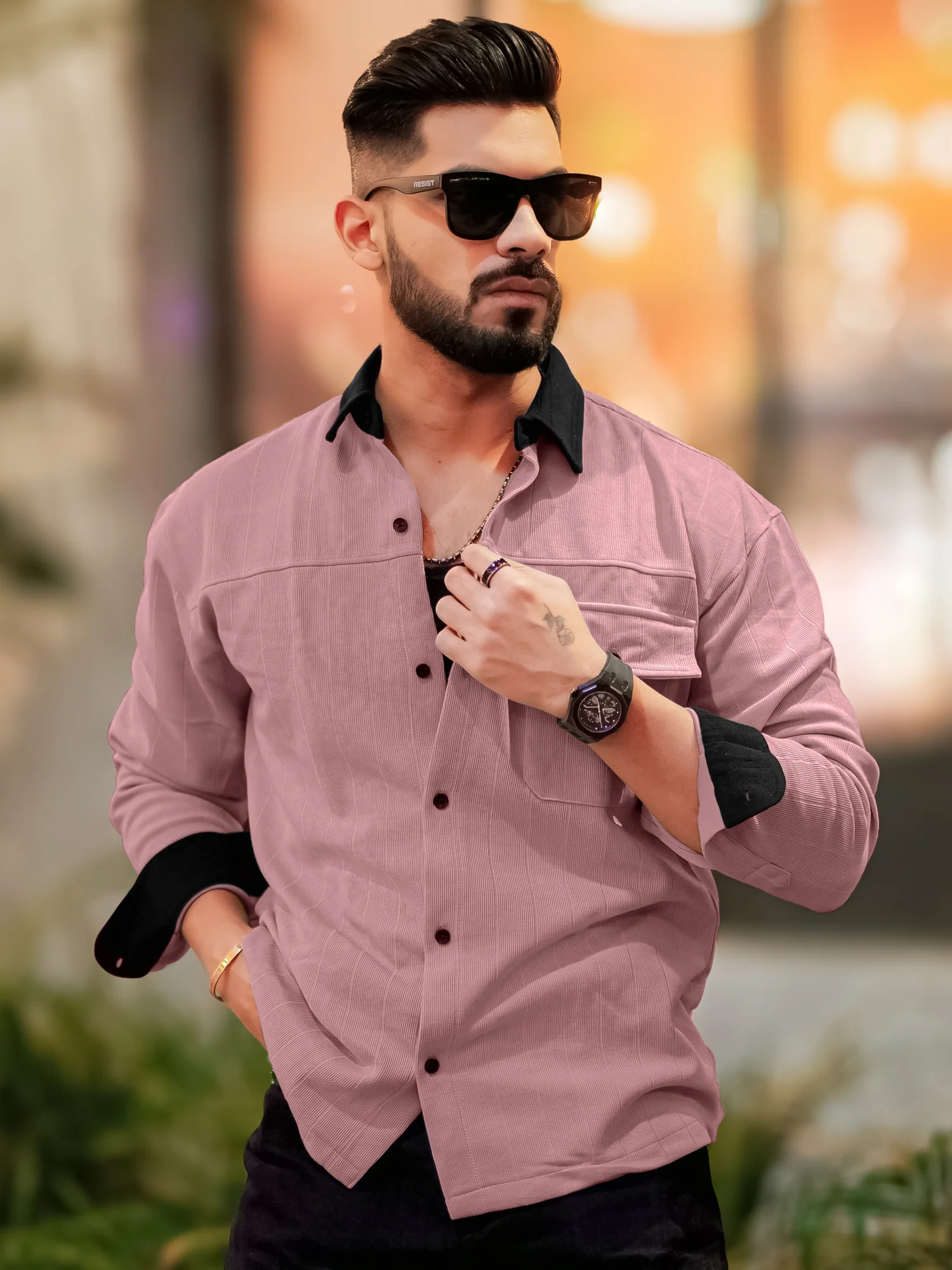 Brooklyn Knit Beige Full Sleeve Shirt