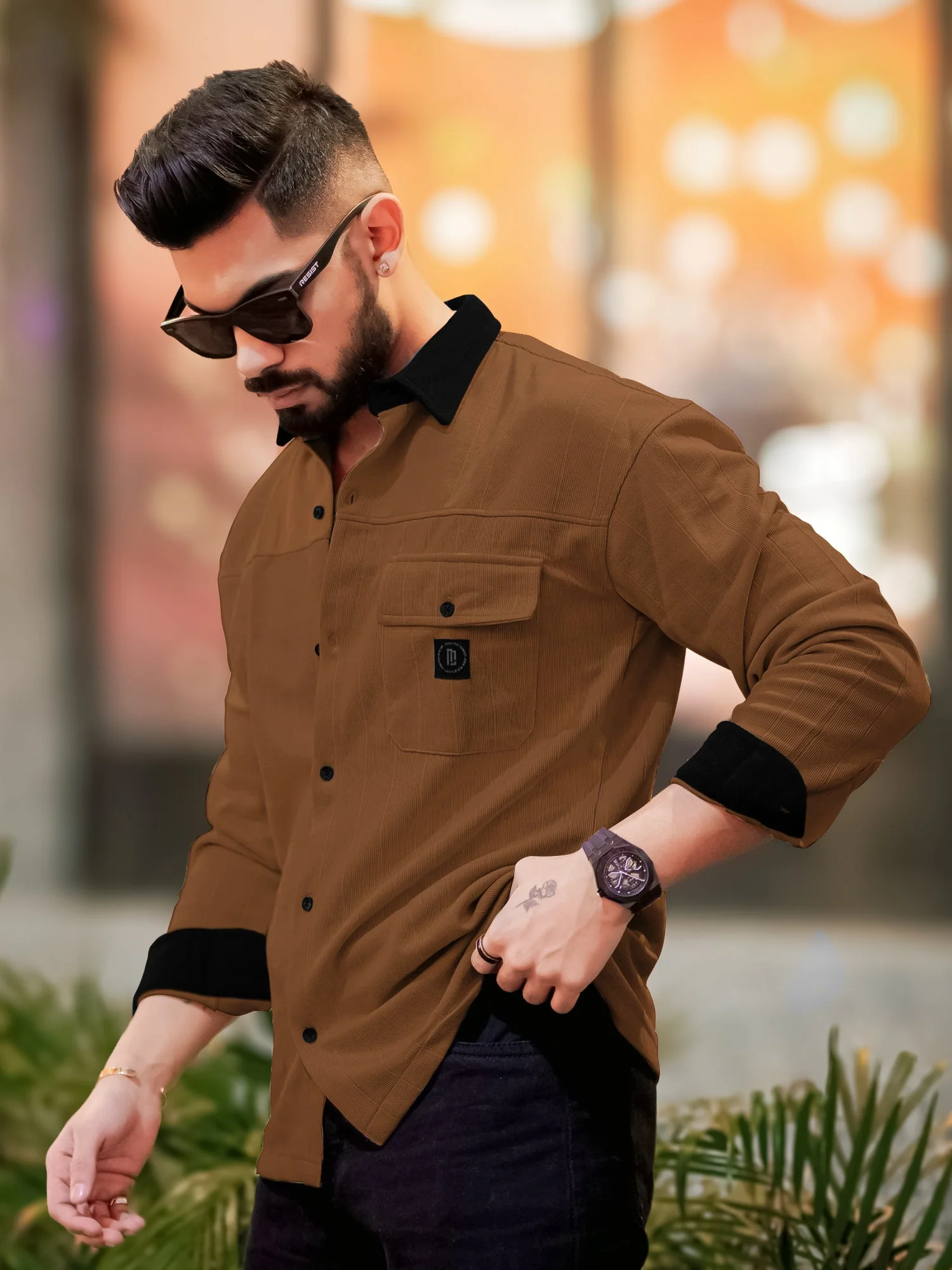 Brooklyn Knit Beige Full Sleeve Shirt