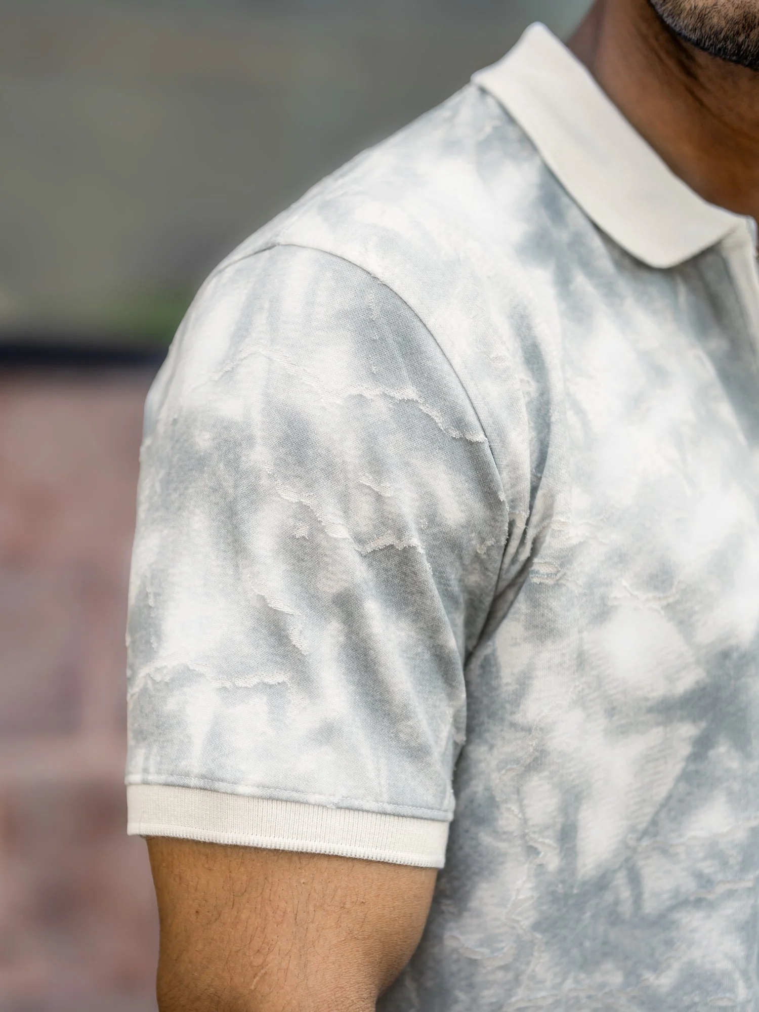Burnout Spray Grey Half Sleeve Polo T Shirt
